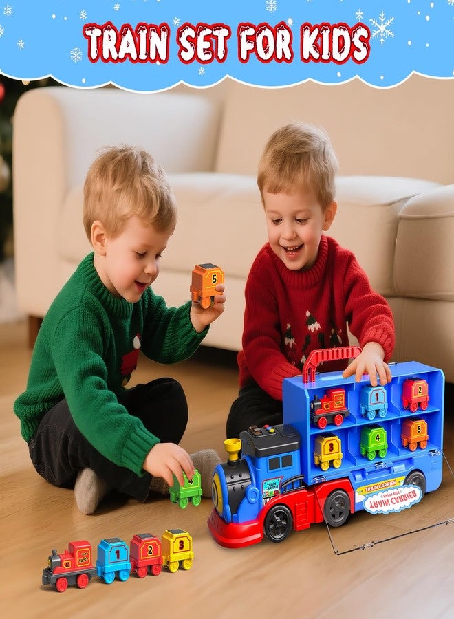 AuroTops Toys for 3 4 5 6 Year Old Boys for Kids Girl Boy Toys,2-in-1 Toddler Toy Trucks Christmas Train Set with Light & Sounds Include 1 Transport Toy Trucks,6 Magnetic Trains - Image 5
